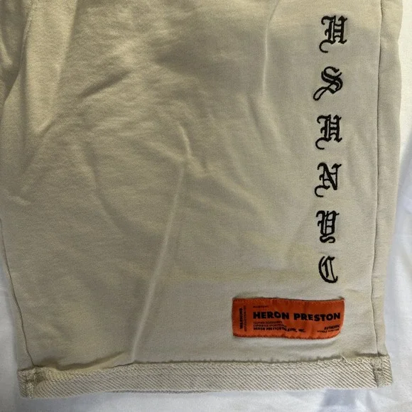 Heron Preston HSHNYC Organic Cotton Shorts Large Drawstring Beige Performance - Picture 7 of 16